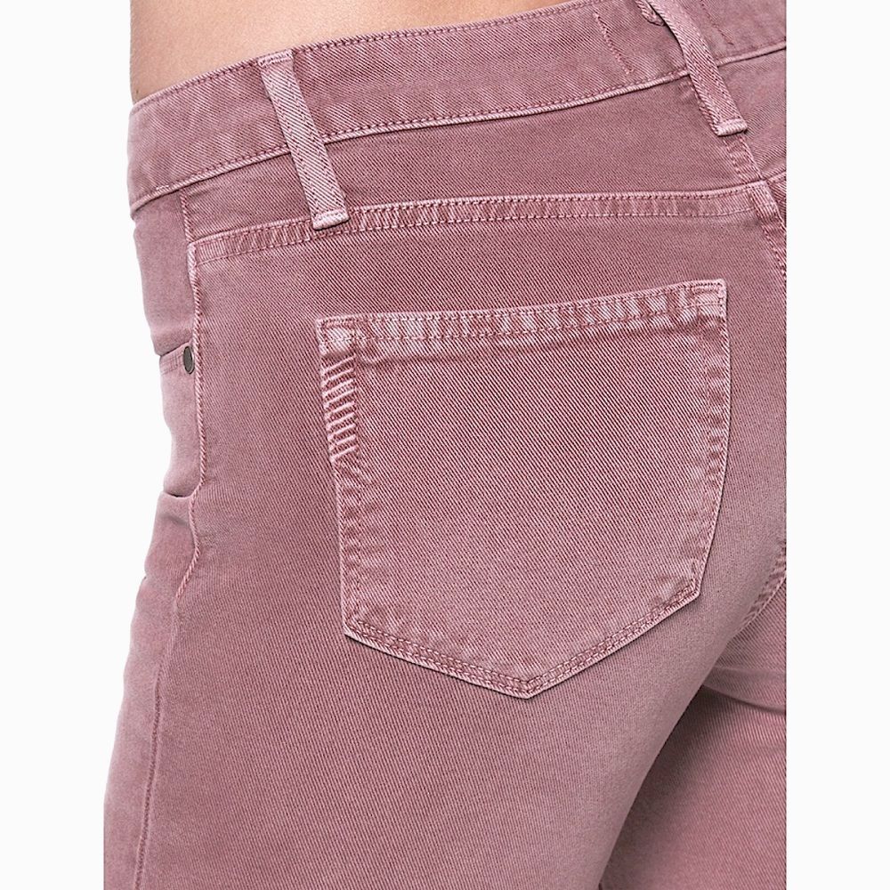 Paige Hoxton Mid Rise Straight Ankle Jeans Pink Raw Hem Size 24 Cropped